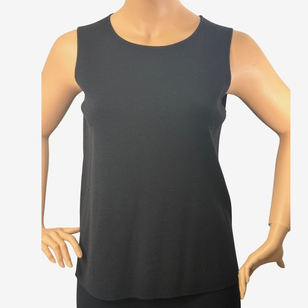 Eileen Fisher Woman Black 100% Wool Italian Yarn Sleeveless Knit Tank Top 1X